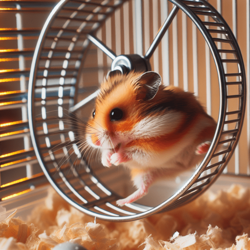 Hamster brincando em sua roda