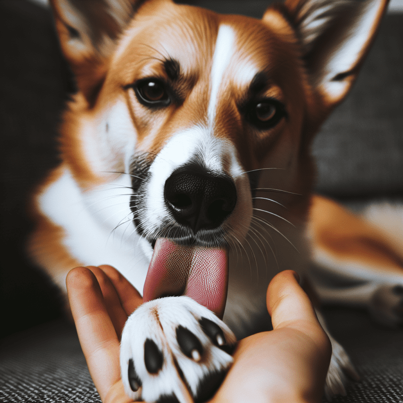 Cachorro lambendo sua própria pata