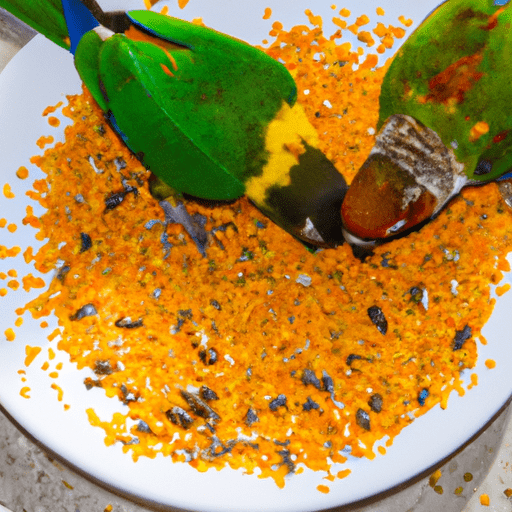 Alimentos para papagaios em um prato