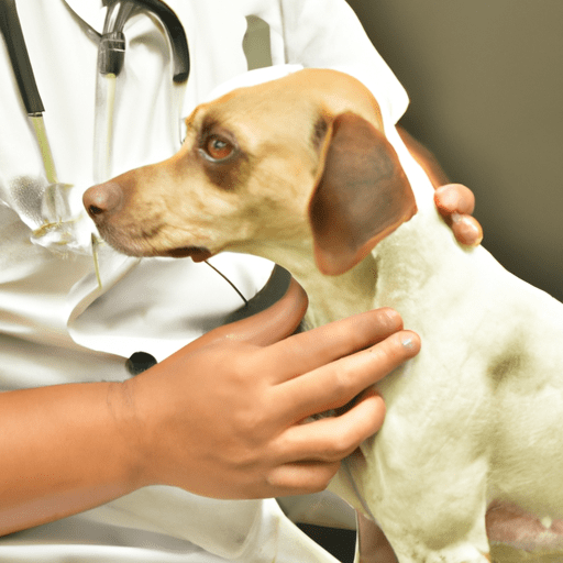 Cão recebendo diagnóstico veterinário