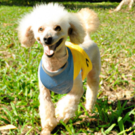 Cachorro poodle brincando no parque