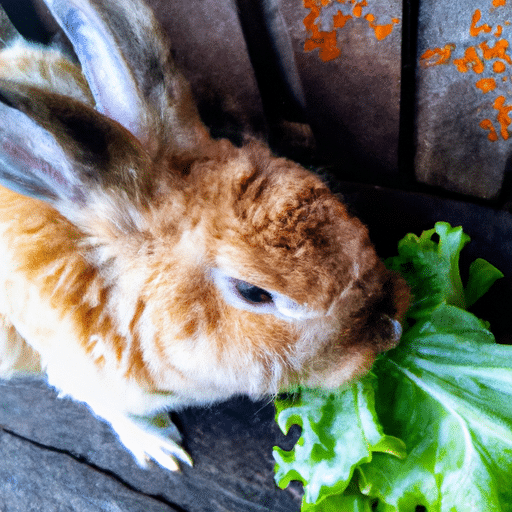 Coelho se alimentando de vegetais frescos