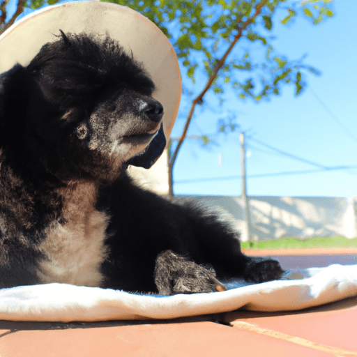 Cão protegido do sol