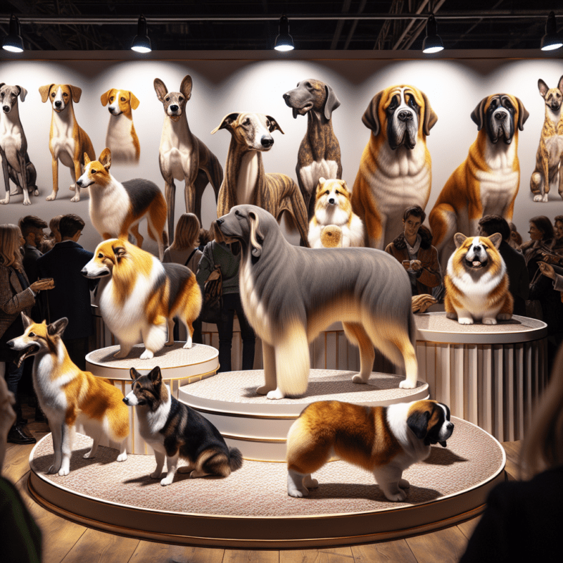 Diferentes raças caninas em exposição